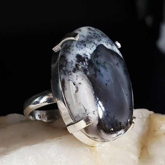Hand Crafted Jewelry - Natural Dolomite Stone Silver Ring
